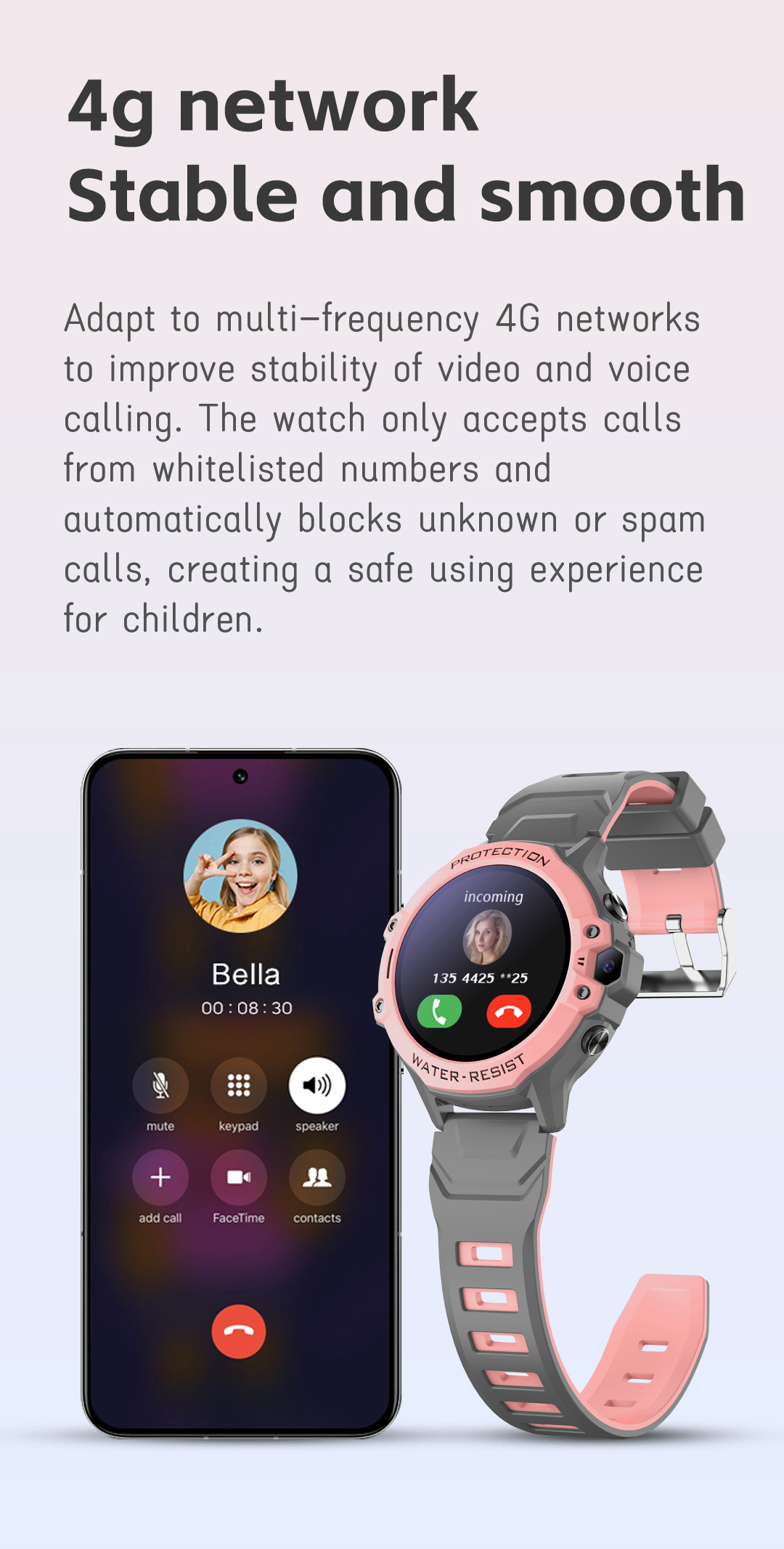 EONIX Kids Smart Watch connected to a 4G network ensuring stable and smooth communication.