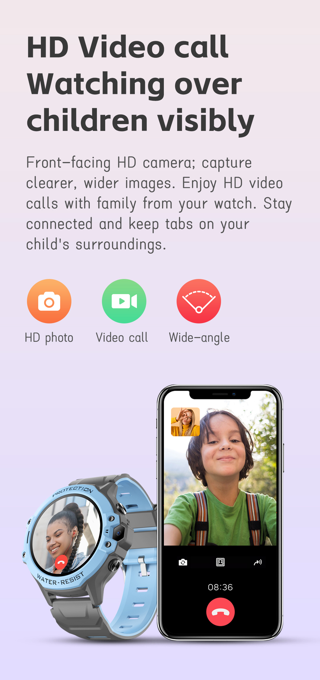 EONIX Kids Smart Watch facilitating high-definition video calls between parents and children.