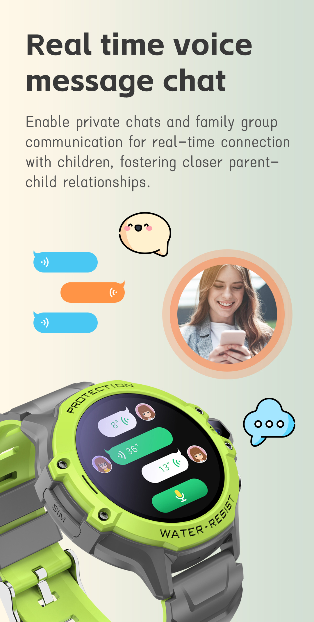 EONIX Kids Smart Watch enabling real-time voice chat for instant communication.