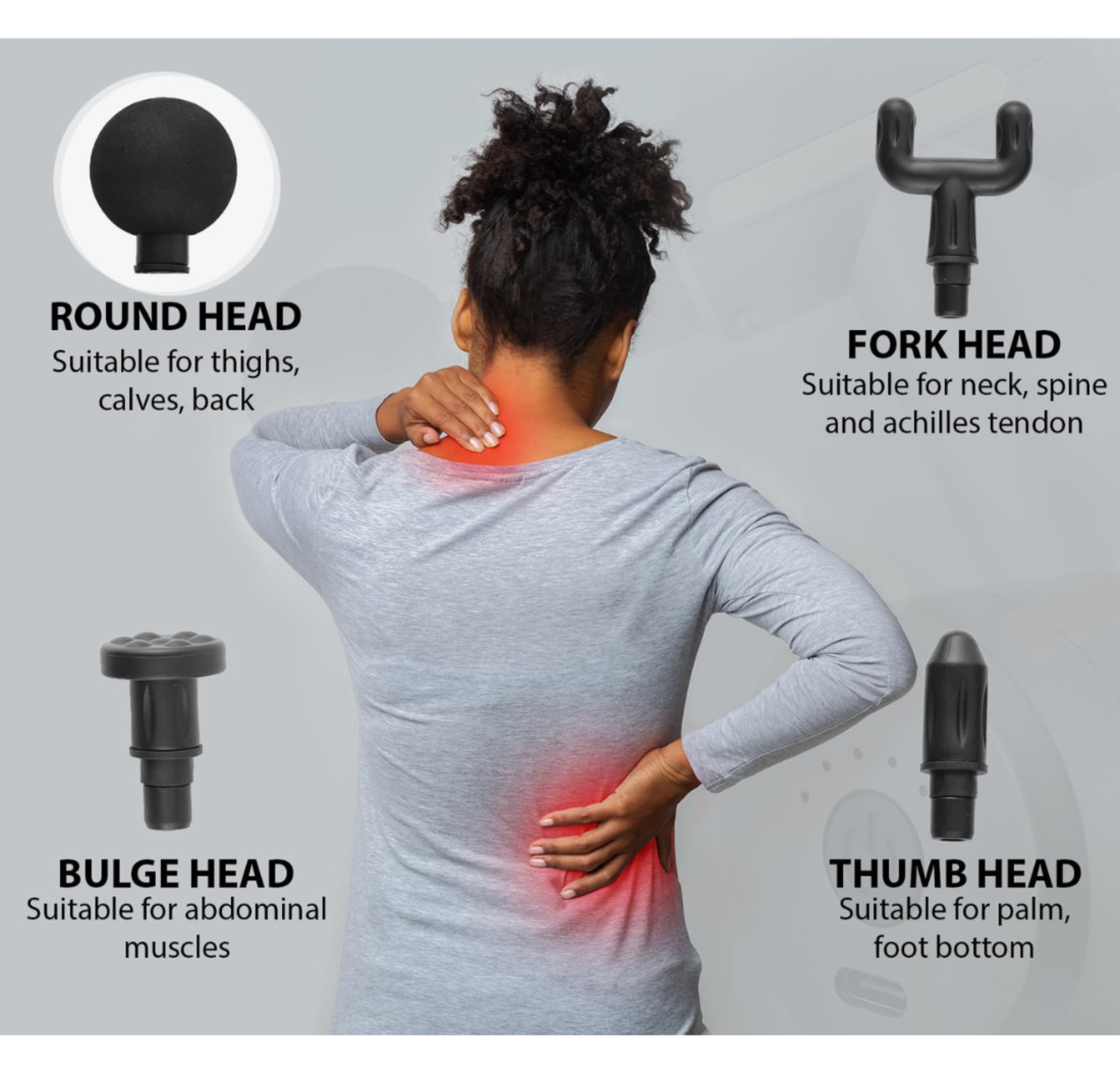 EONIX deep tissue massage gun with interchangeable heads