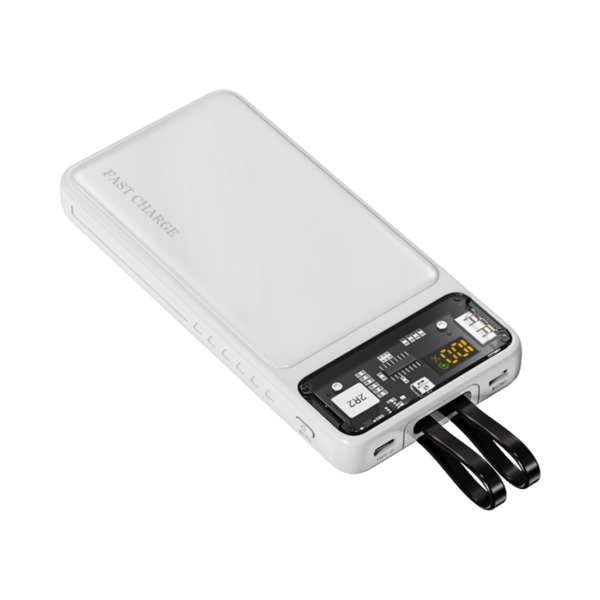 EONIX 10000mAh Power Bank with 20W fast charging, built-in cable & 4 output ports. Compact, sleek & powerful for all your devices!