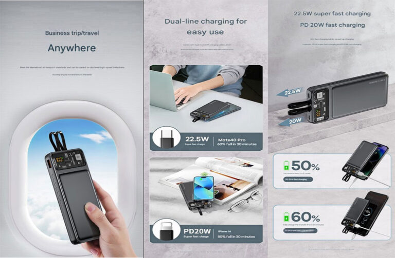 EONIX power bank with 22.5W fast charging for smartphones and tablets