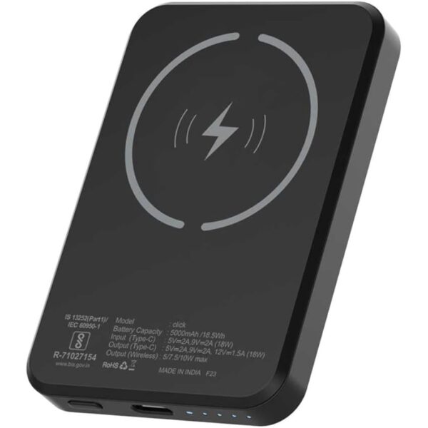 Black EONIX magnetic 5000mAh wireless power bank with PD20W charging