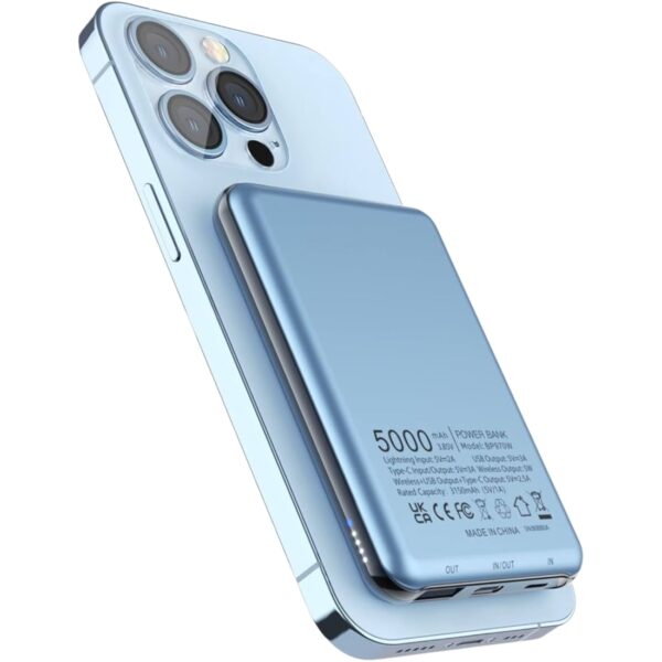 Blue EONIX 5000mAh magnetic wireless power bank with PD20W fast charging