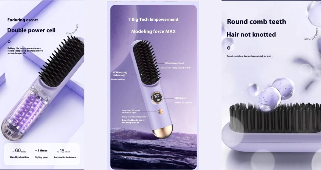 Fast-heating ceramic hair styler for smooth and shiny hair