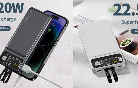 EONIX 10000mAh power banks with PD20W and 22.5W fast charging capability, featuring dual USB output, LED display, and sleek black and white designs